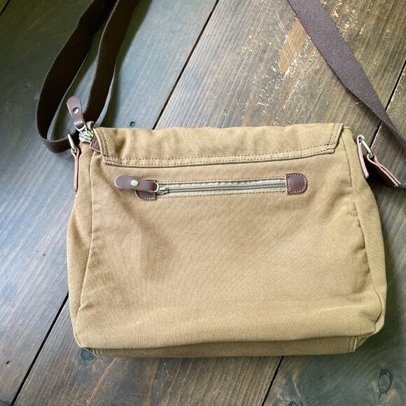 Brown Messenger Bag by Augur Strauss, Canvas Bag with Leather Accents - Picture 3 of 14